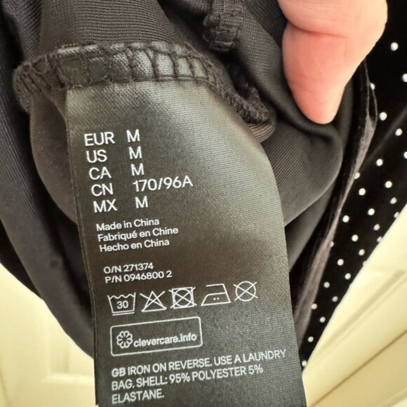 H&M Black Velour-Like Short Sleeve Shift Dress with Silver Polka Dot Detail. M - Picture 6 of 6